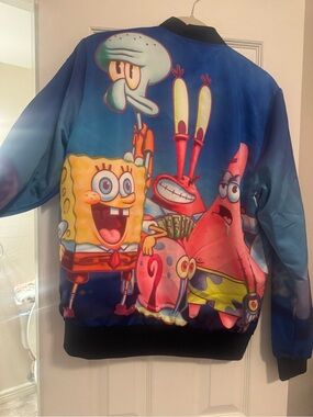 SpongeBob Squarepants Blue Cartoon Bomber Jacket